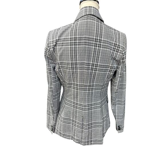 Maison d'Amelie Black White Plaid Double Breasted Notched Hem Blazer - M - Picture 6 of 13